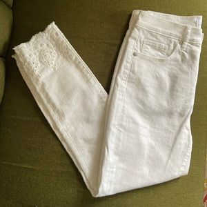 NWT Loft cropped white high waist eyelet hem jeans